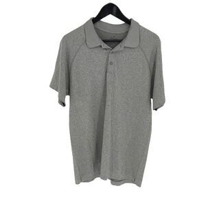 Fabletics Mens Heather The‎ Training Day Short sleeve Polo Shirt Gray Large